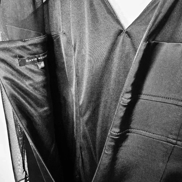 NWOT David Meister Sweetheart Mesh Neckline Cocktail Made in USA Item# 8F - Picture 4 of 6